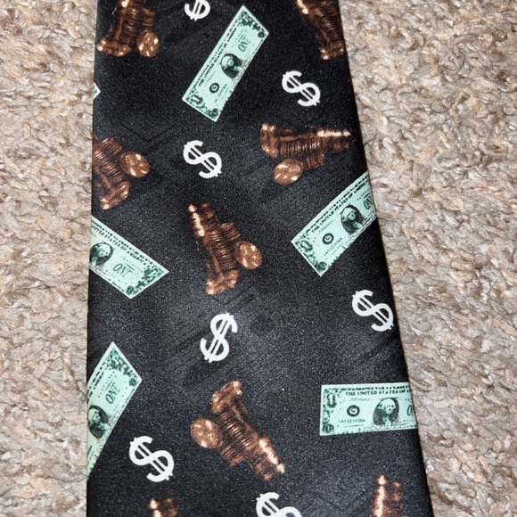 Black Tie- Chess and Money Pattern Tie - Picture 7 of 8